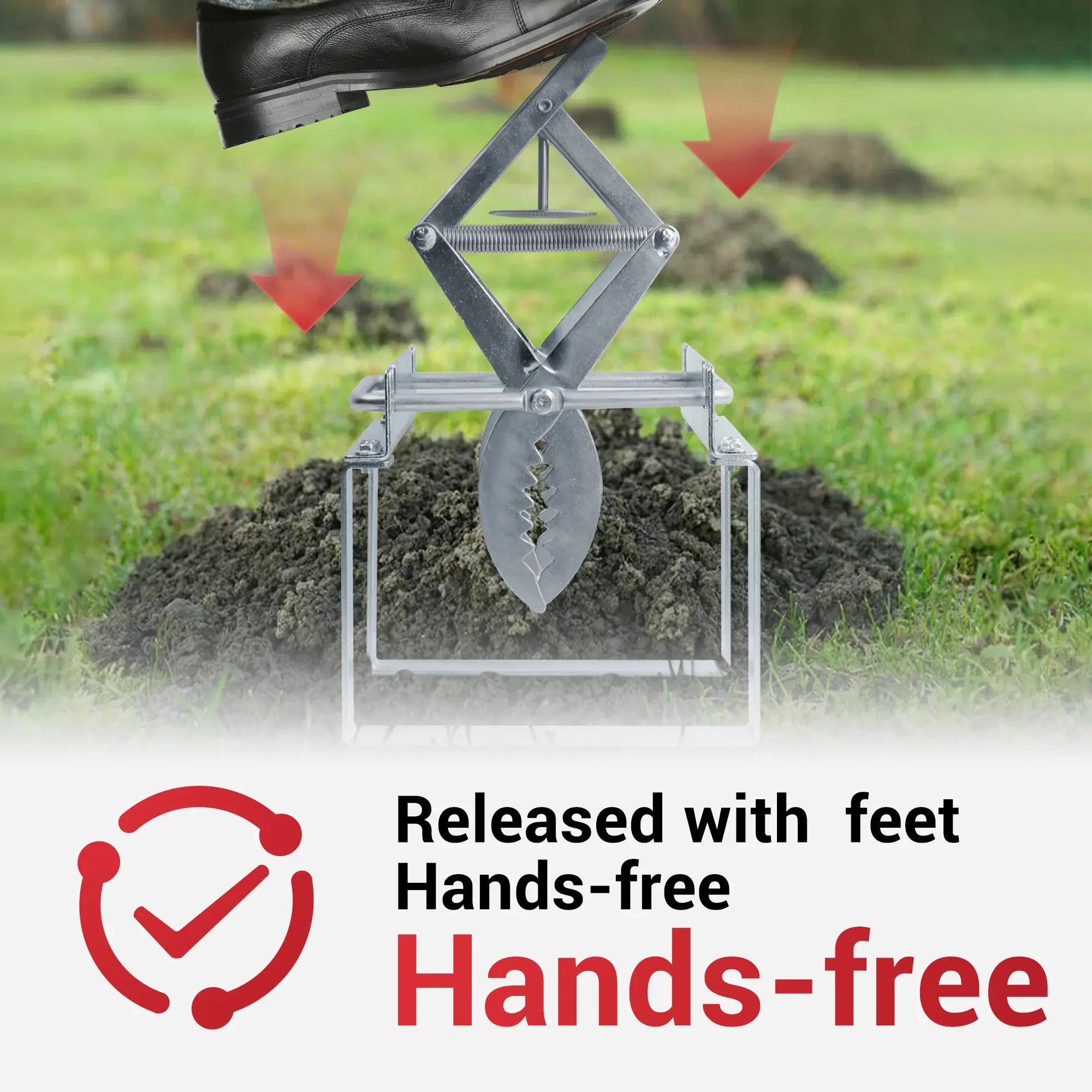 ues mole trap released with feet and hands-free